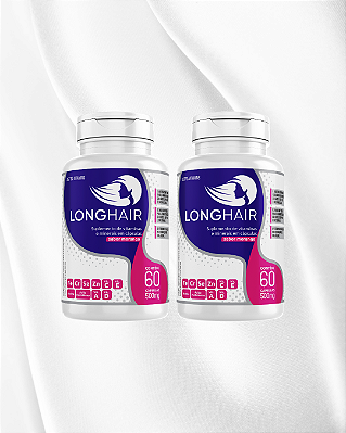 2 LONGHAIR CÁPS - CRESCIMENTO CAPILAR E ANTI QUEDA - 4 MESES + ESCOVA MÁGICA