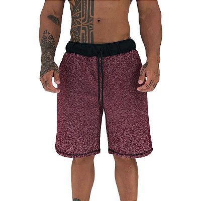 Bermuda Masculina Moletom MXD Conceito Rajado Avermelhado