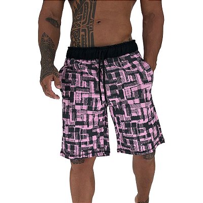 Bermuda Masculina Moletom MXD Conceito Abstrato Rosa