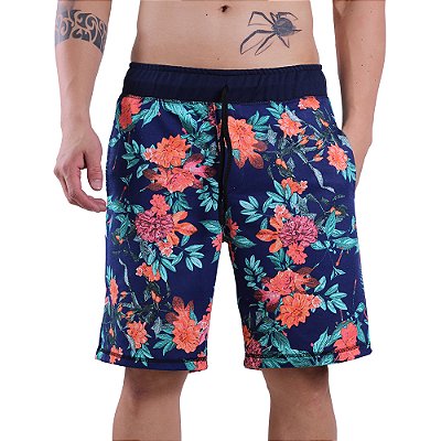 Bermuda Masculina Moletom MXD Conceito Floral Colorido