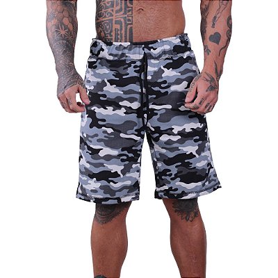 Bermuda Masculina Moletom MXD Conceito Camuflado Cinza Ártico