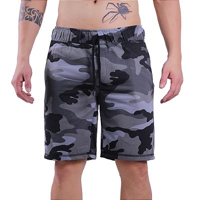 Bermuda Masculina Moletom MXD Conceito Camuflado Cinza Escuro