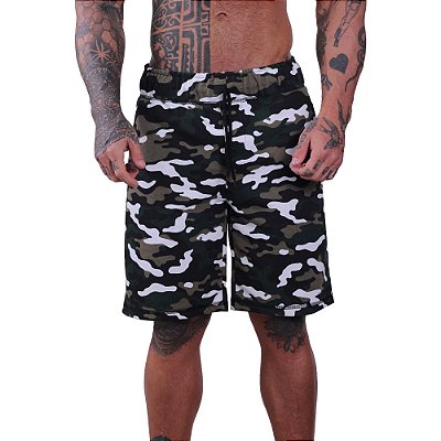 Bermuda Masculina Moletom MXD Conceito Camuflado Verde Floresta