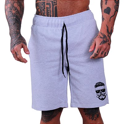 Bermuda Estampada Masculina MXD Conceito Caveira com barba e Bigode