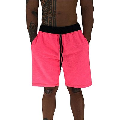 Bermuda Masculina Moletom MXD Conceito Rosa Fluorescente