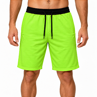 Bermuda Masculina Moletom MXD Conceito Verde Fluorescente