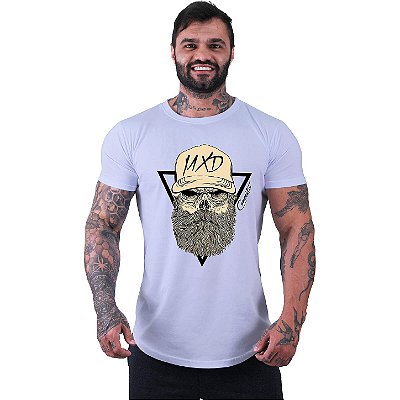 Camiseta Longline Masculina Manga Curta MXD Conceito Caveira Lenhadora