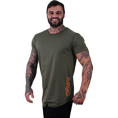 Camiseta Longline Masculina MXD Conceito Estampa Lateral Hardcore Pincel Vertical