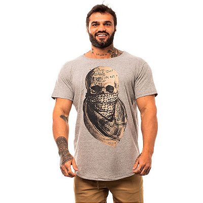 Camiseta Longline Masculina MXD Conceito Limitada Desert Skull Bandana