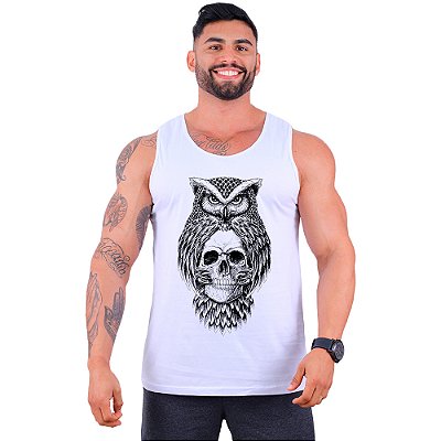 Regata Clássica Tradicional Masculina MXD Conceito Owl And Skull