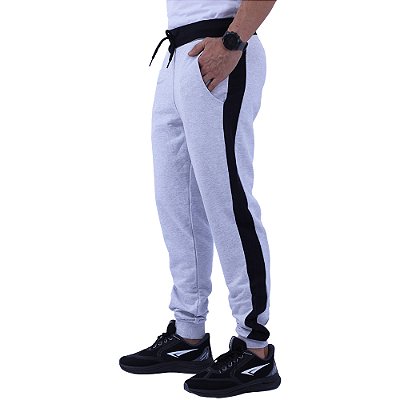 Calça Moletom Masculina MXD Conceito Mescla Alvejado detalhe Preto