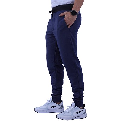 Calça Masculina Moletom MXD Conceito Azul Marinho Com Cós Preto