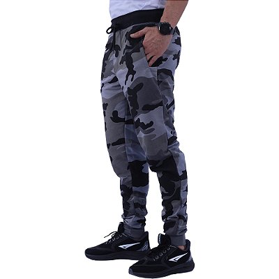 Calça Masculina Moletom MXD Conceito Camuflado Cinza Escuro