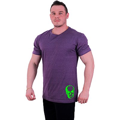 Camiseta Tradicional Masculina MXD Conceito Estampa Lateral Caveira Fluorescente