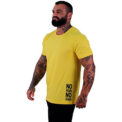 Camiseta Tradicional Masculina MXD Conceito Estampa Lateral No Pain No Gain Horizontal