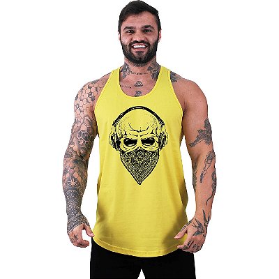 Regata Longline Masculina MXD Conceito Caveira Bandana com Fone