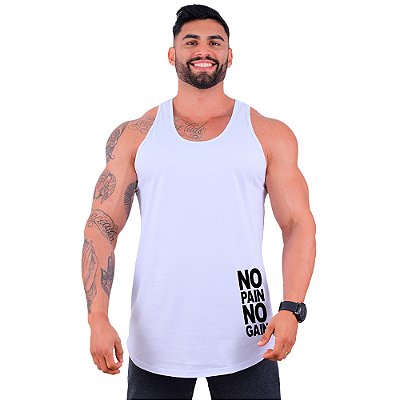Regata Longline Masculina MXD Conceito Estampa Lateral No Pain No Gain Horzontal