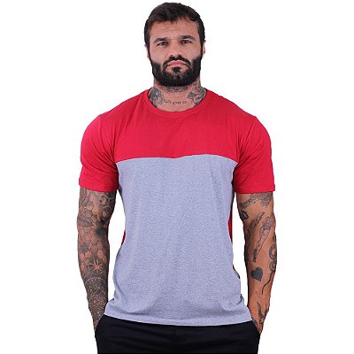 Camiseta Bicolor MXD Conceito Vermelho e Mescla Tradicional