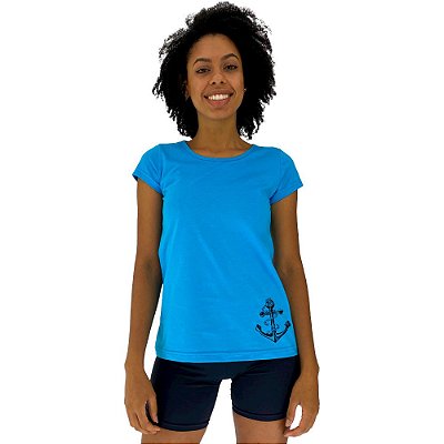 Camiseta Babylook Feminina MXD Conceito Ancora Marinha Lateral