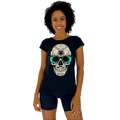 Camiseta Babylook Feminina MXD Conceito Caveira Popstar