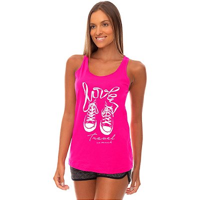 Regata Feminina Recorte Nadador MXD Conceito Love Travel so Much Amo Muito Viajar
