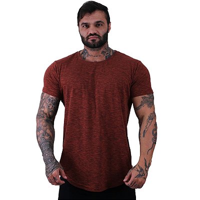 Camiseta Longline Ecológico 50/50 Algodão e Poliéster Masculina MXD Conceito Nuno Marrom
