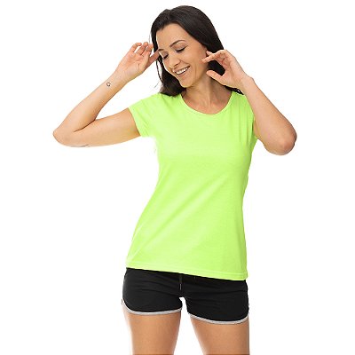 Camiseta Babylook Feminina MXD Conceito Amarelo Fluorescente