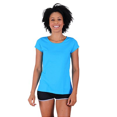 Camiseta Babylook Feminina MXD Conceito Azul Piscina