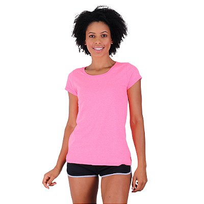 Camiseta Babylook Feminina MXD Conceito Rosa Fluorescente