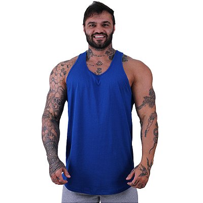 Regata Longline Cavada Lisa Masculina MXD Conceito 100% Algodão Azul Royal