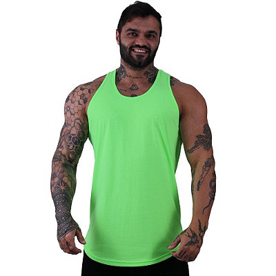 Regata Longline Cavada Lisa Masculina MXD Conceito 50% Algodão 50% Poliéster Verde Fluorescente