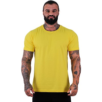 Camiseta Tradicional Masculina MXD Conceito 100% Algodão Amarelo