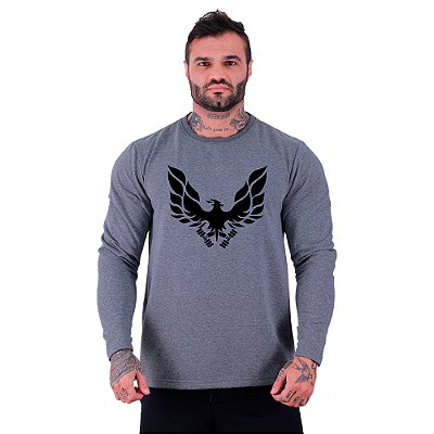 Camiseta Manga Longa Moletinho MXD Conceito Fênix Águia BodyBuilder