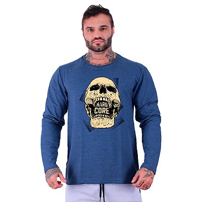 Camiseta Manga Longa Moletinho MXD Conceito Hardcore Skull