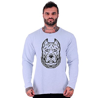 Camiseta Manga Longa Moletinho MXD Conceito Pitbull Gangster