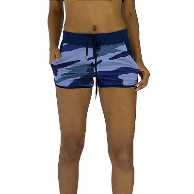 Shortinho Feminino Moletom MXD Conceito Camuflado Azul