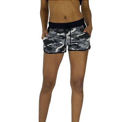 Shortinho Feminino Moletom MXD Conceito Camuflado Cinza