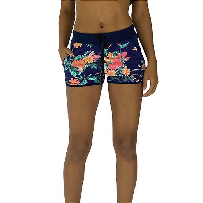 Shortinho Feminino Moletom MXD Conceito Marinho Florido