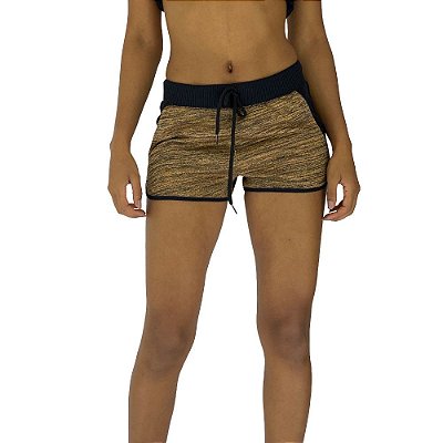 Shortinho Feminino Moletom MXD Conceito Rajado Amarelo Gold