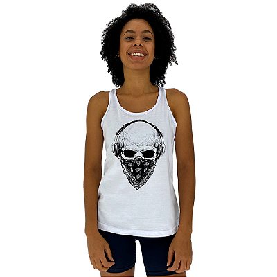 Regata Feminina Recorte Nadador MXD Conceito Caveira Com Bandana e HeadPhone