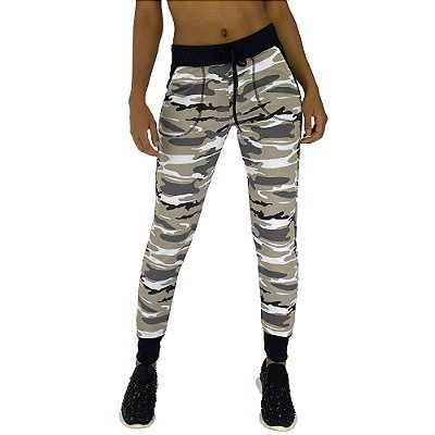 Calça Feminina Moletom MXD Conceito Camuflado Bege