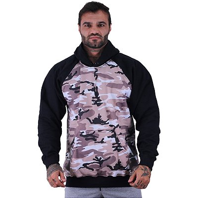Blusa Moletom Masculino MXD Conceito Com Touca Camuflado Bege