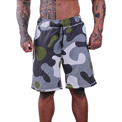 Bermuda Masculina Moletom MXD Conceito Camuflado Circular Verde Escuro