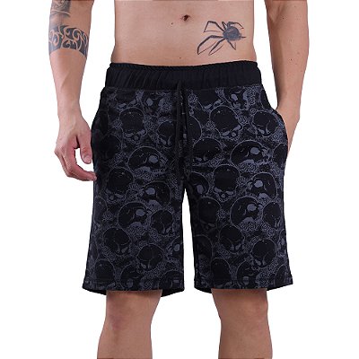 Bermuda Masculina Moletinho MXD Conceito Skull Death Black