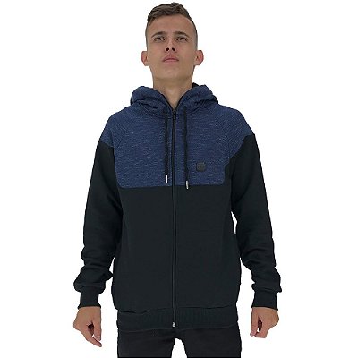 Jaqueta Moletom com Zíper Masculina Tigs Azul Noite Jet