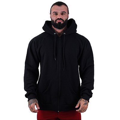 Jaqueta Moletom com Zíper Masculina MXD Conceito Preto Básico