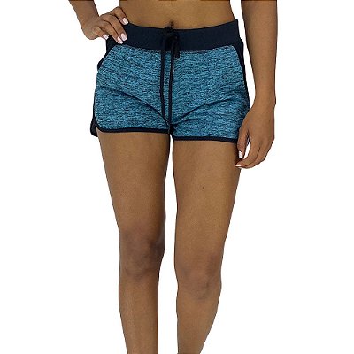 Shortinho Feminino Moletinho MXD Conceito Rajado Azul