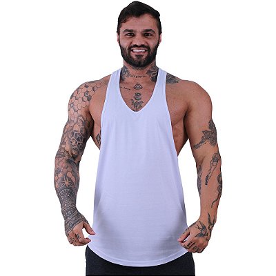 Regata Super Cavada Masculina MXD Conceito 100% Algodão Branca Lisa