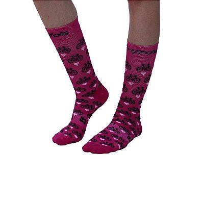 Meia Bike Performance Feminina Rosa Pink Bike Lovers Tamanho 35 ao 43