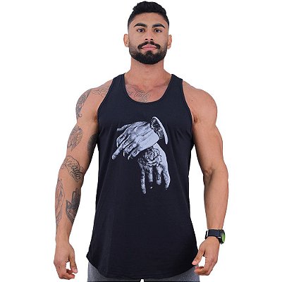 Regata Longline Masculina MXD Conceito Limitada Mão com Gestos e Relógio Preto